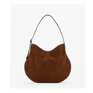 MANGO MNG suede and leather shoulder bag - Brown